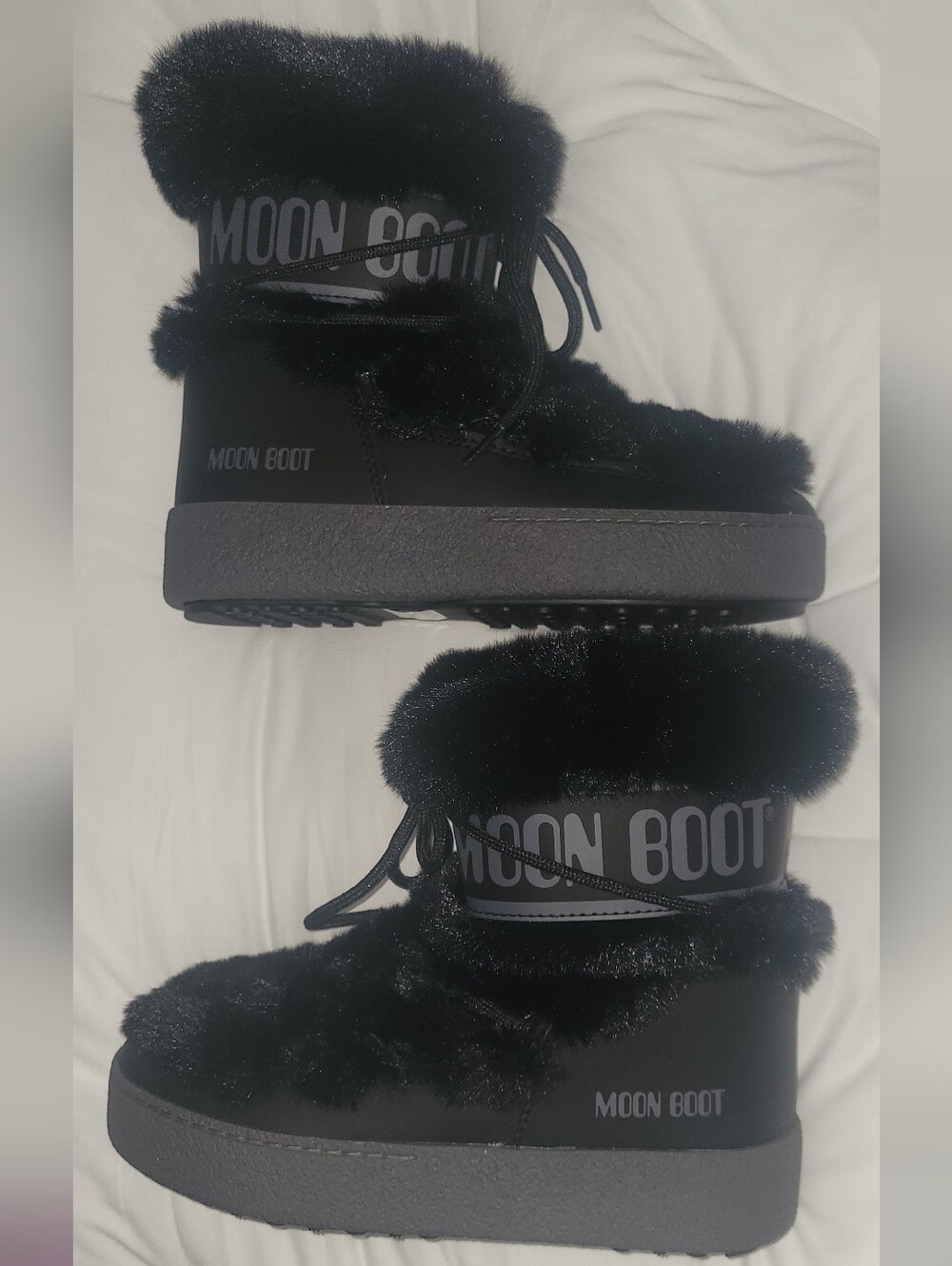 Moon Boot Faux Fur Snow Boots in Black